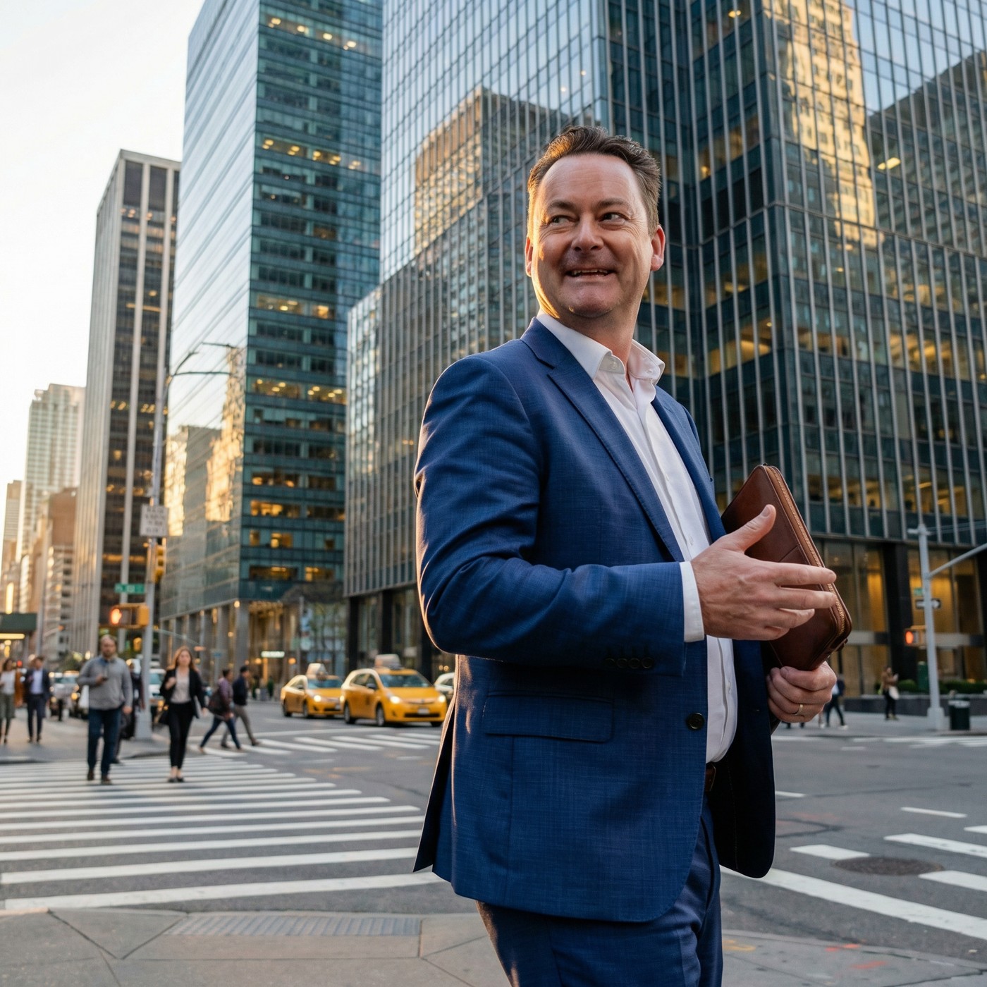 Barry Flaherty outdoors in a city, wearing a blue jacket